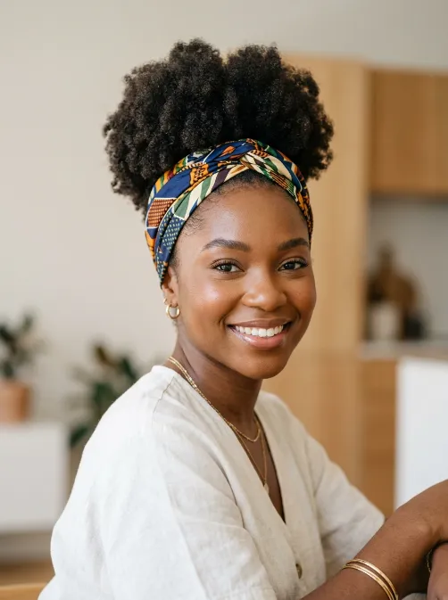 Afro puff with headband