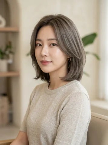 Ash brown layered bob