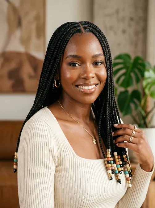 Beaded knotless braids