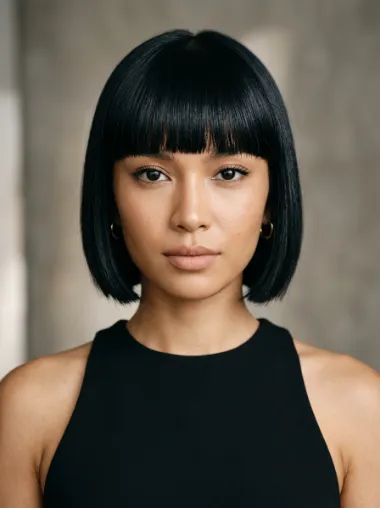 Blunt bangs bob
