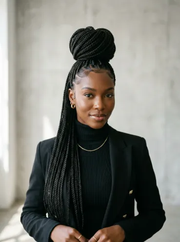 Box braid top knot