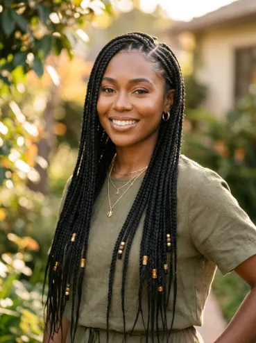 Box braids with beads