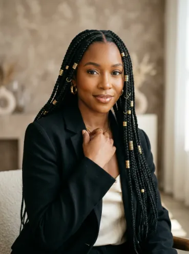 Box braids with cuffs and rings