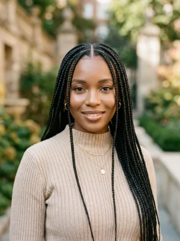 Box braids with face framing pieces