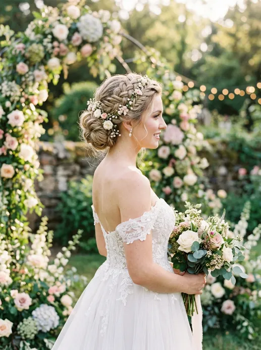 Braided crown updo