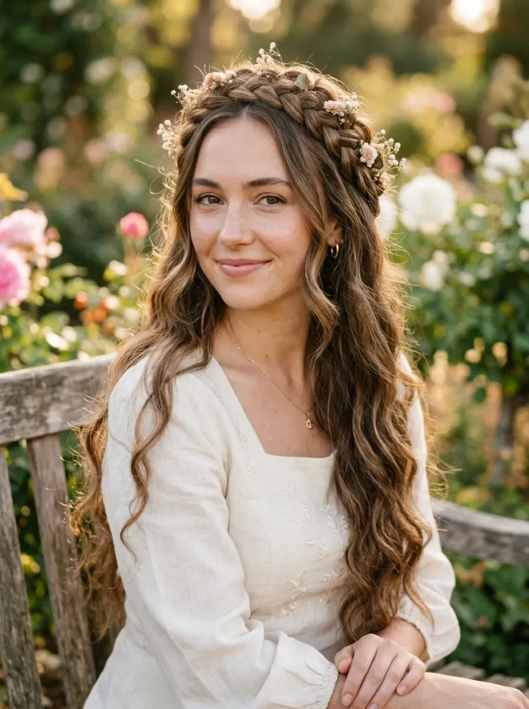 Braided crown with wavy ends