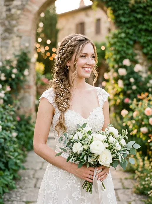 Braided style with hair vine