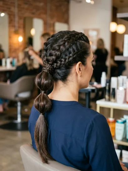 Braided tiered ponytail