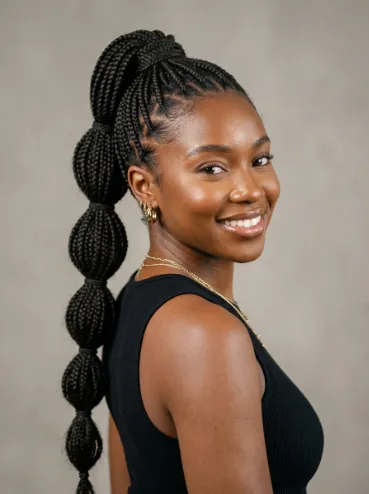 Bubble ponytail box braids