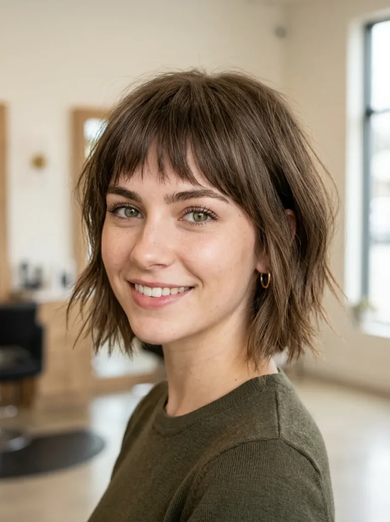 Choppy bob with bangs