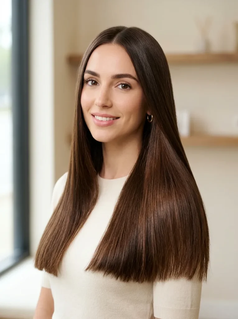 Classic long chocolate brown hair