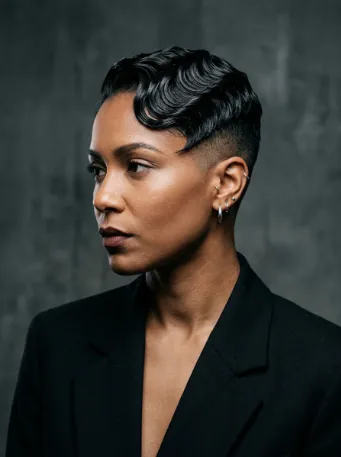 Cropped finger waves with undercut