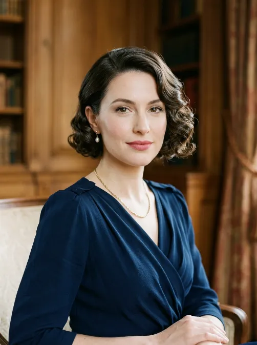 Curled bob with side part