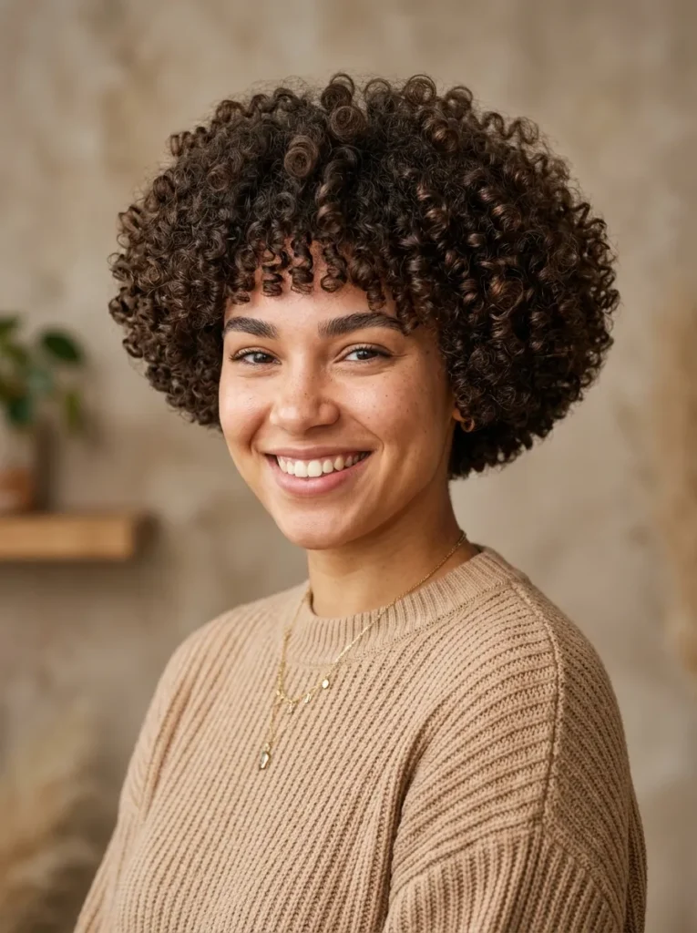 Curly bowl cut