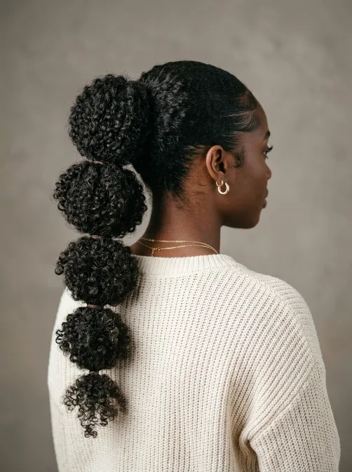 Curly bubble ponytail