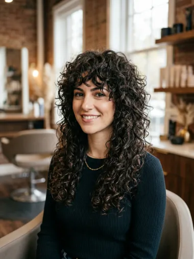 Curly long wolf cut