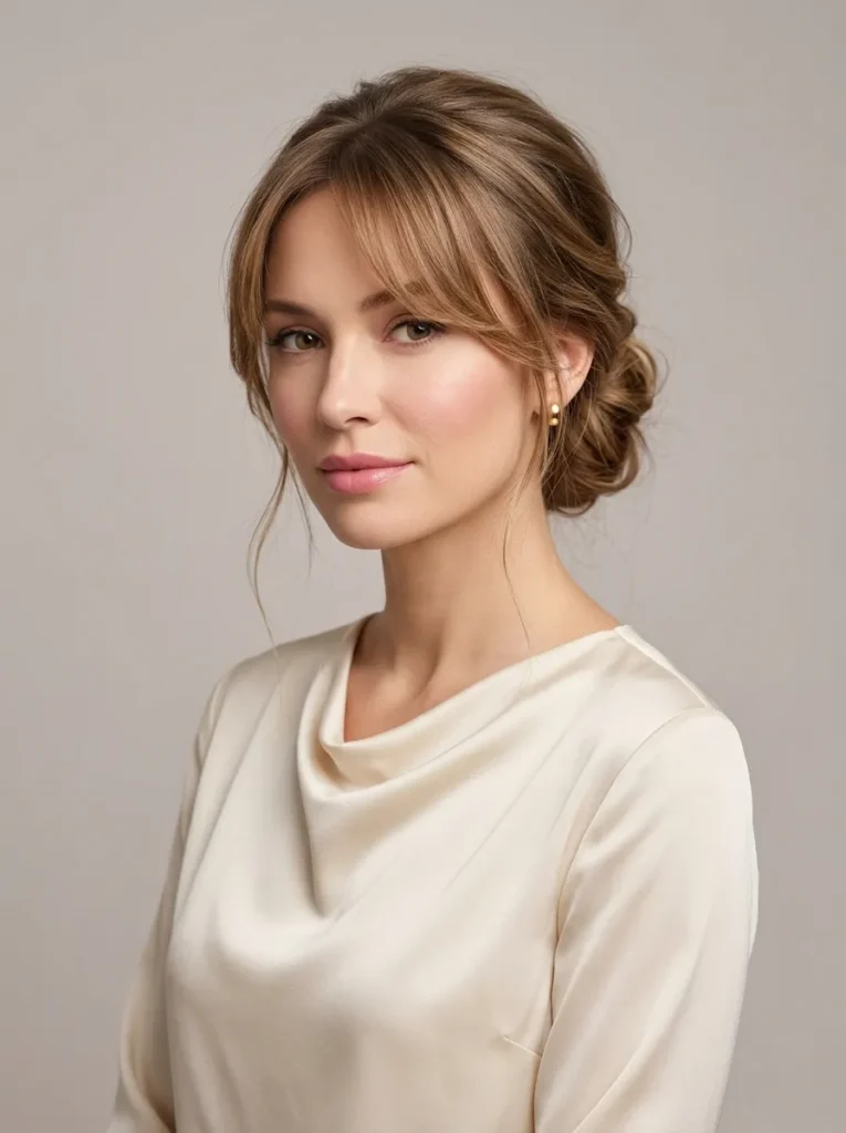 Curtain bangs with an updo