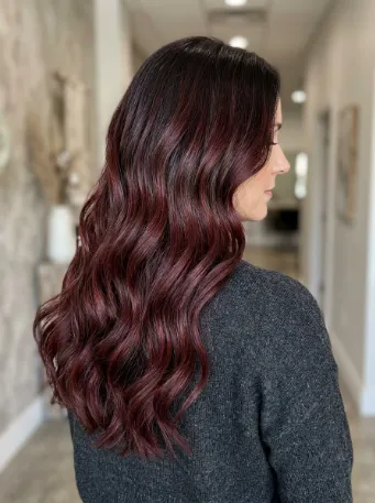 Dark red balayage