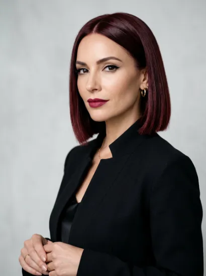Dark red blunt bob