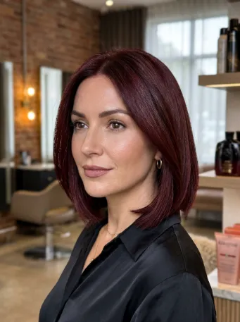 Dark red bob