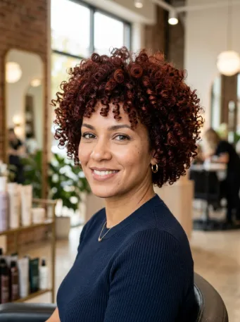 Dark red curly crop