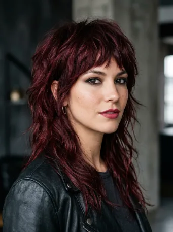 Dark red wolf cut