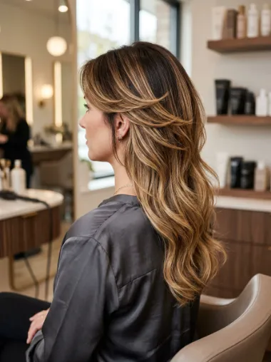 Dark root butterfly cut