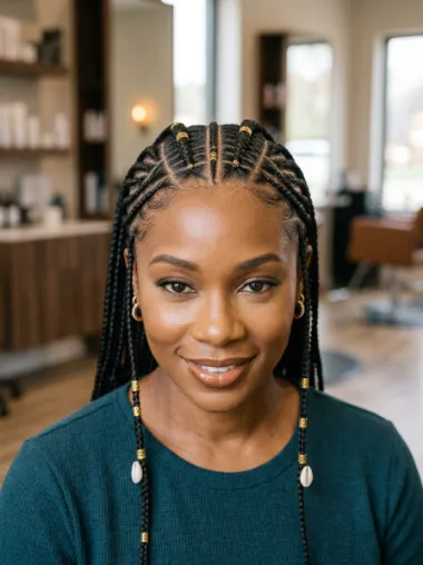 Double center braid fulani style