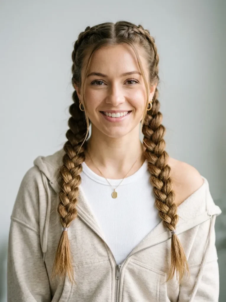 Dutch braid pigtails