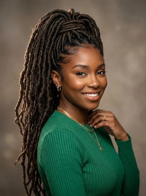Faux locs ponytail