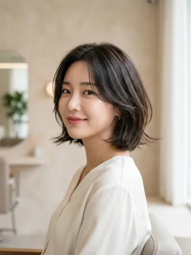 Feathered layered bob