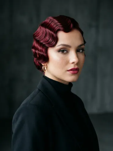 Finger waves with bold hair color