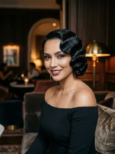 Finger waves with a deep side part