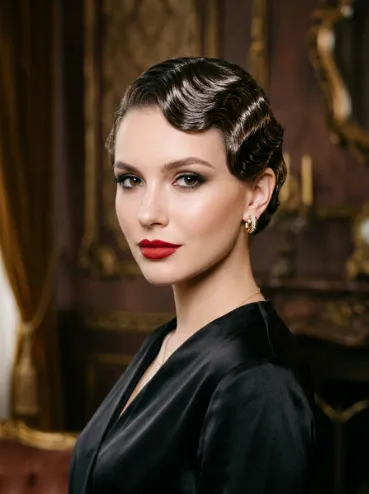 Finger waves with a glossy finish