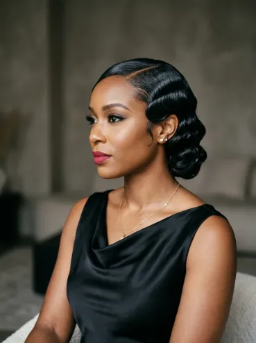 Finger waves with a slicked back front