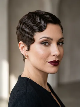 Finger waves on a pixie cut