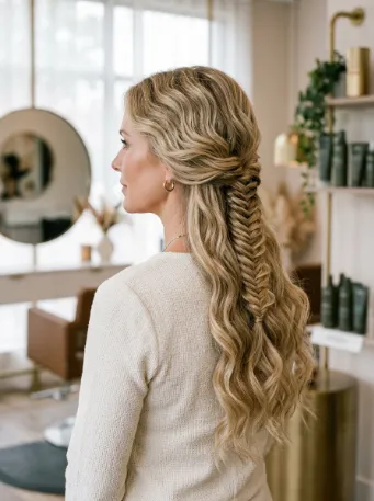 Fishtail braid with waves