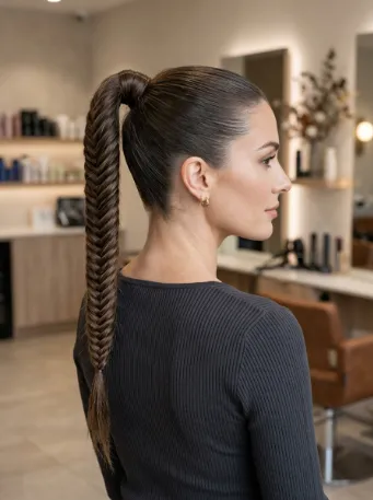 Fishtail braided ponytail