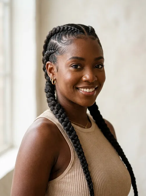 French braids on natural hair
