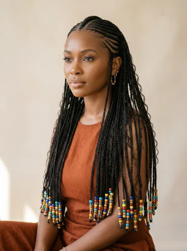 Fulani braids with beads