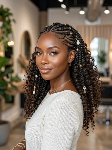 Fulani braids with curly ends