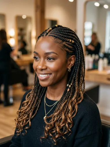 Fulani braids with highlighted ends