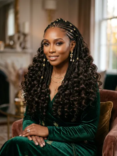 Fulani braids with loose curls
