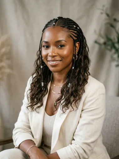 Fulani braids with wavy ends