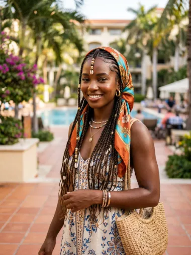 Fulani braids with a headscarf