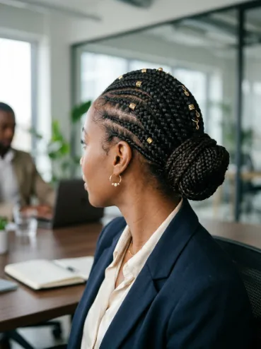 Fulani braids with a wrapped base
