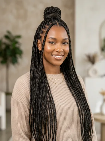 Half up box braids