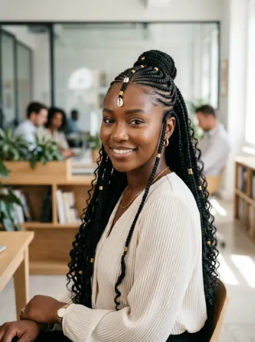 Half up fulani braids