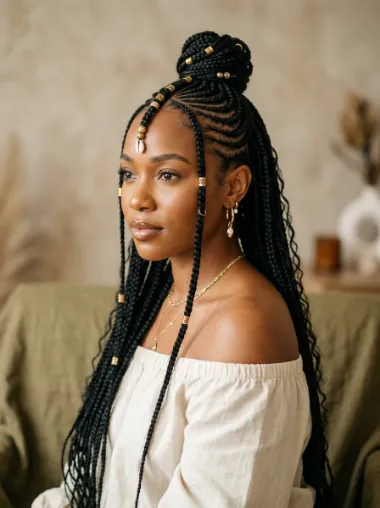 Half up fulani braids