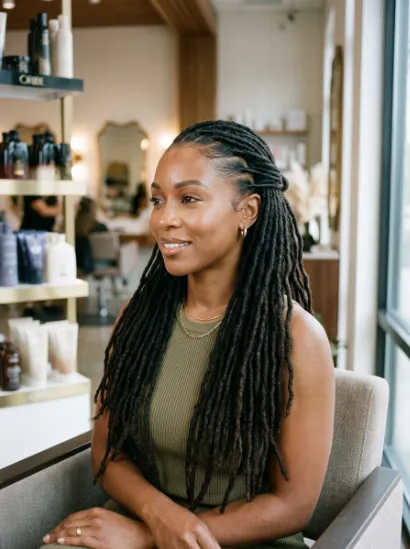 Half up locs